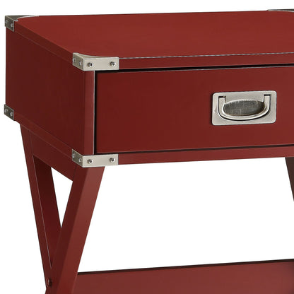 Modern Wood Accent Nightstand with Drawer - White, Black, Red
