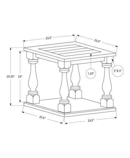 Espresso 2-Tier Square Accent Table with Bottom Shelf - Traditional