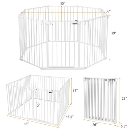 Adjustable  Panel Baby Safe Metal Gate Play Yard-White