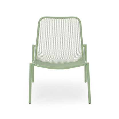Outdoor Iron Chair with Mesh Design - Light Blue or Green