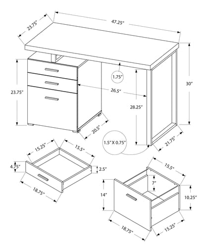 Reversible Computer Desk with Storage Drawers - Multiple Colors