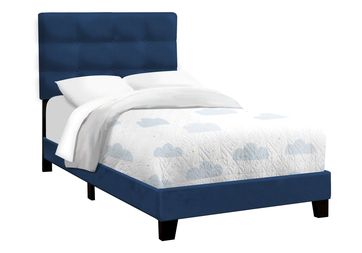 Transitional Upholstered Bed Frame with Tufted Fabric - Multiple Colors
