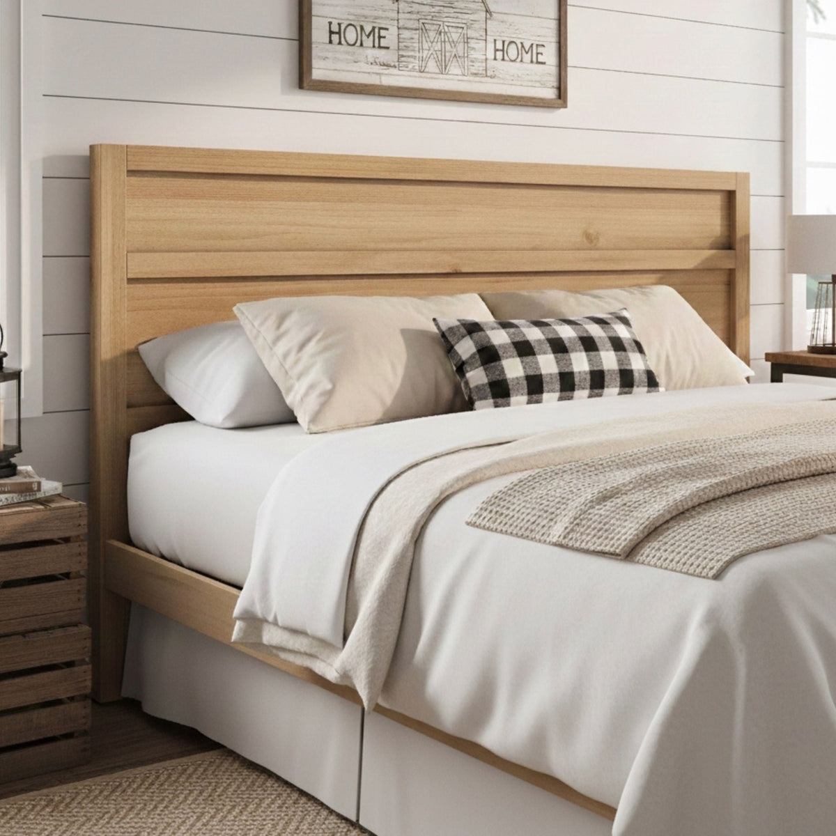 Light Brown Panel Headboard with Horizontal Slats - Maddox