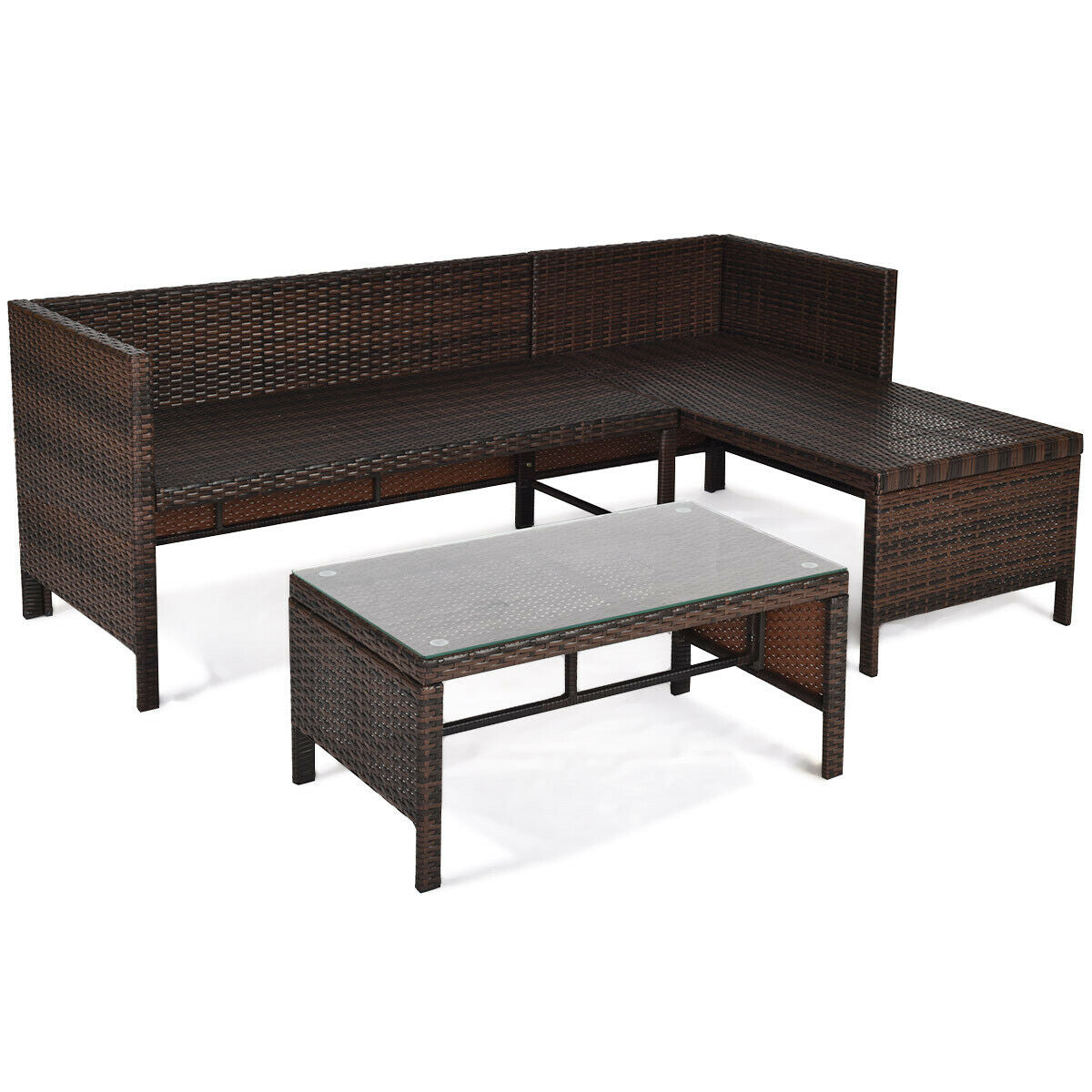3 Pieces Patio Wicker Rattan Sofa Set