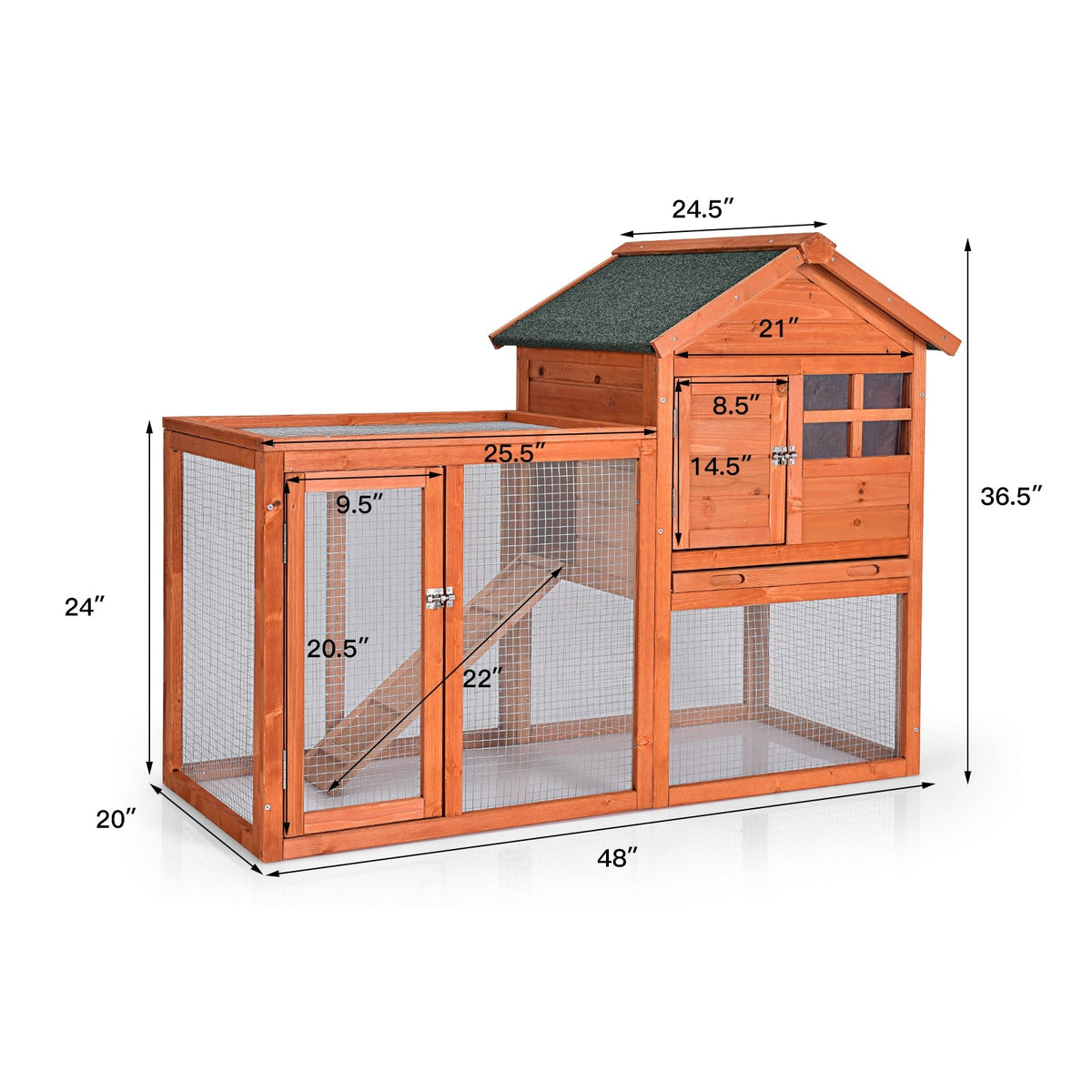 Outdoor Wooden Rabbit hutch-Natural