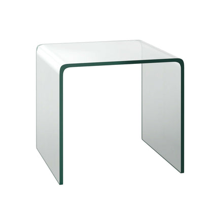 18 x 18 x 16 Inch Tempered Waterfall End Table with non-Slip Pad