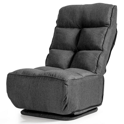360-Degree Swivel Folding Floor Chair with 6 Adjustable Positions
