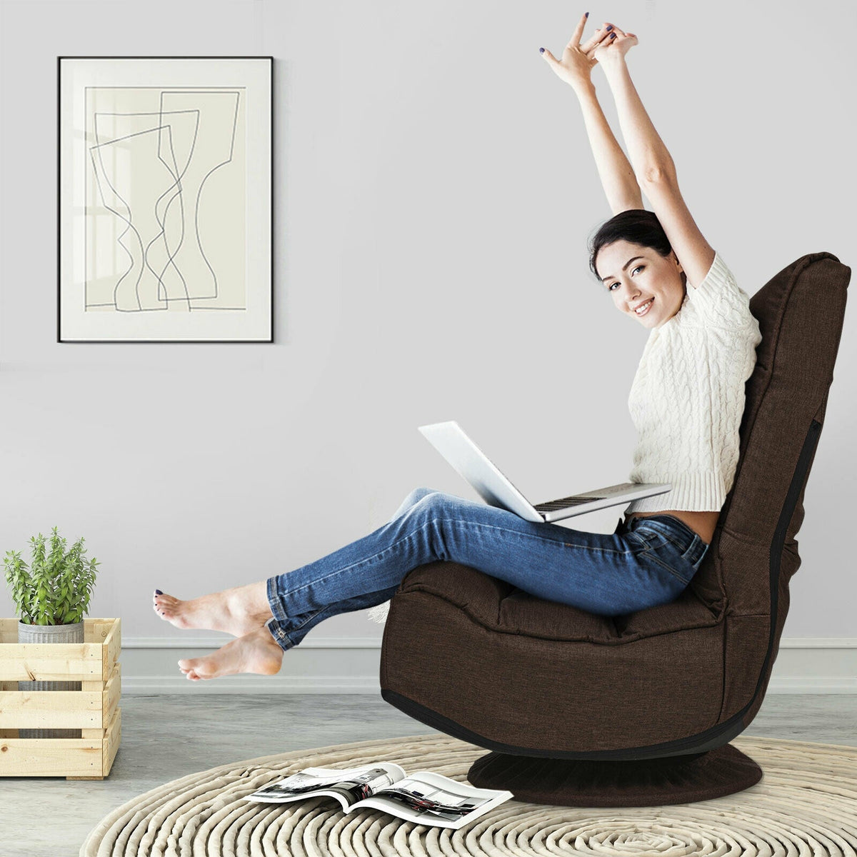 5-Position Folding Floor Gaming Chair