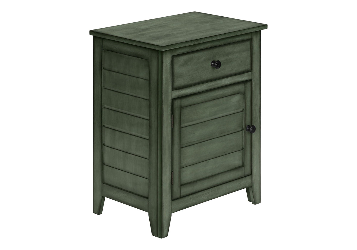 Accent Nightstand with Storage Drawer - Transitional Style - Black, Gray or Dark Green