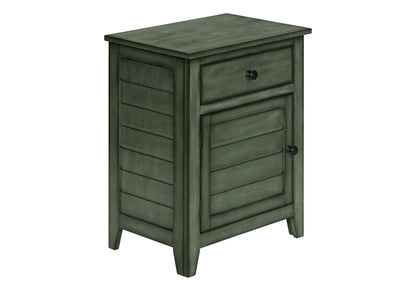 Accent Nightstand with Storage Drawer - Transitional Style - Black, Gray or Dark Green