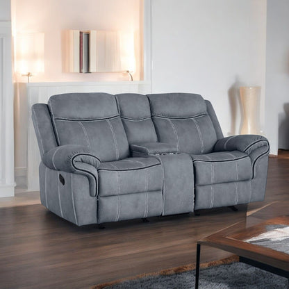 Two-Tone Reclining Loveseat with USB Console - Dark Gray or Dark Brown