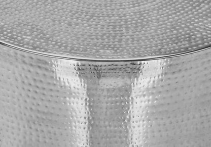 Drum Accent Side Table with Hammered Metal Finish - Gray or Dark Gray