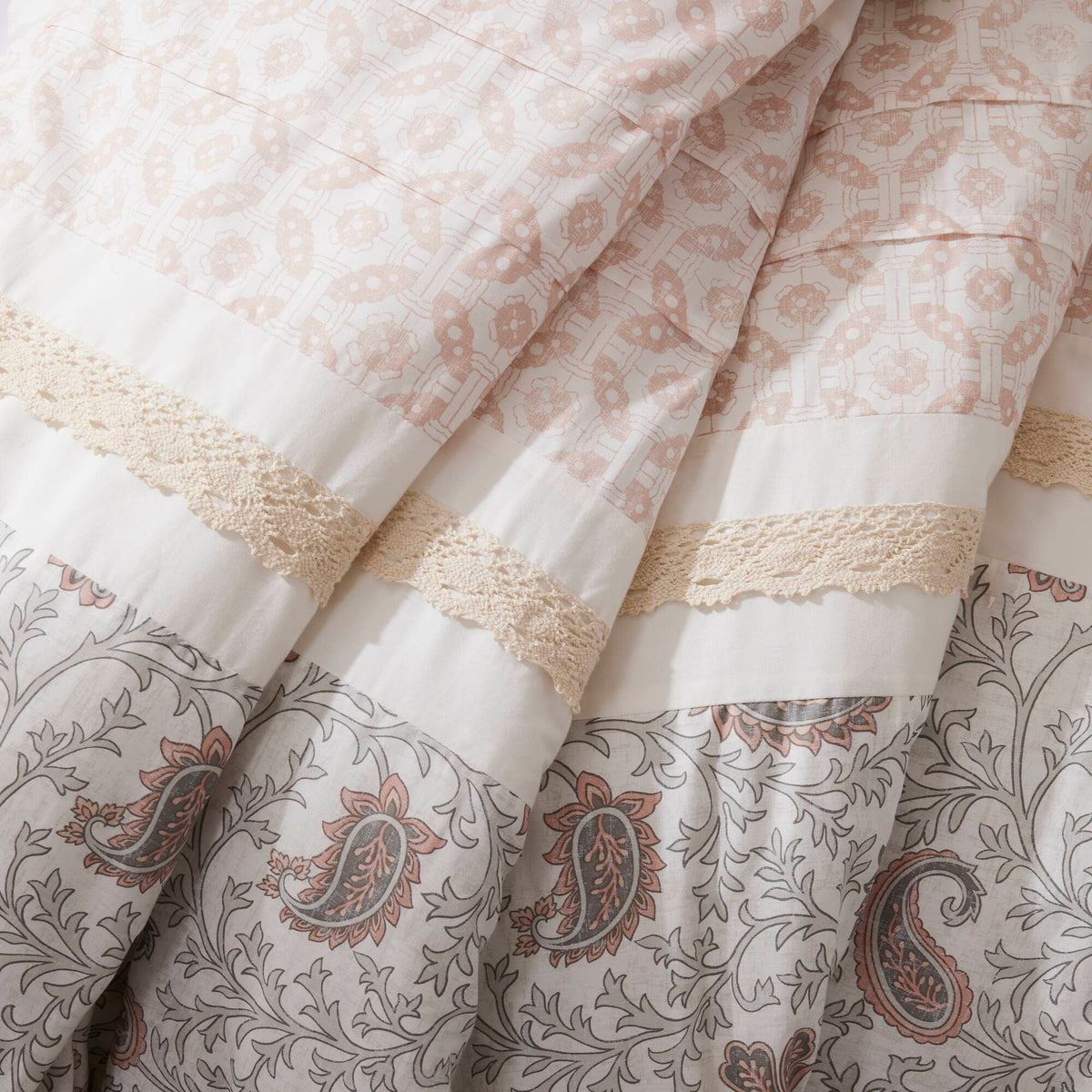 9 Piece Cotton Percale Comforter Set with Decorative Pillows - Blush