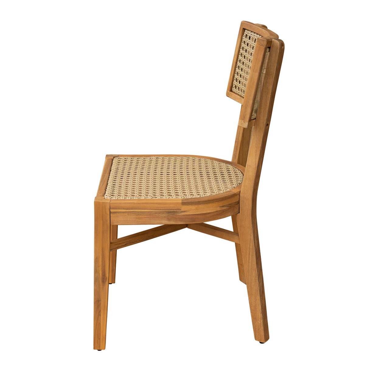 Netro Acacia Wood Dining Chair with Light Brown Wicker