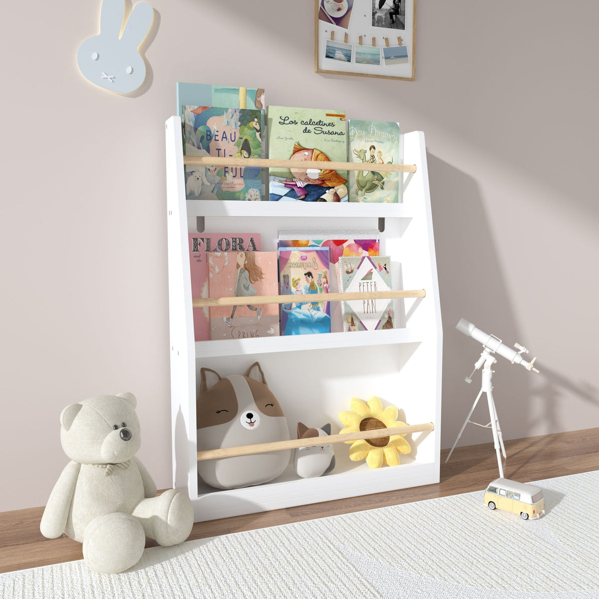3 Tier Book Shelf with Compact Storage - Multiple Colors