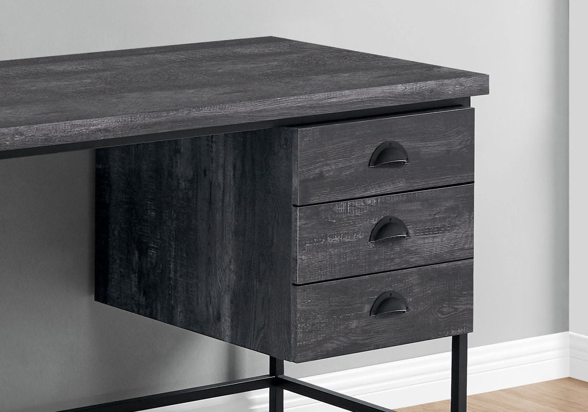 Contemporary Computer Desk with 3 Storage Drawers - Dark Gray, Gray, or Dark Brown