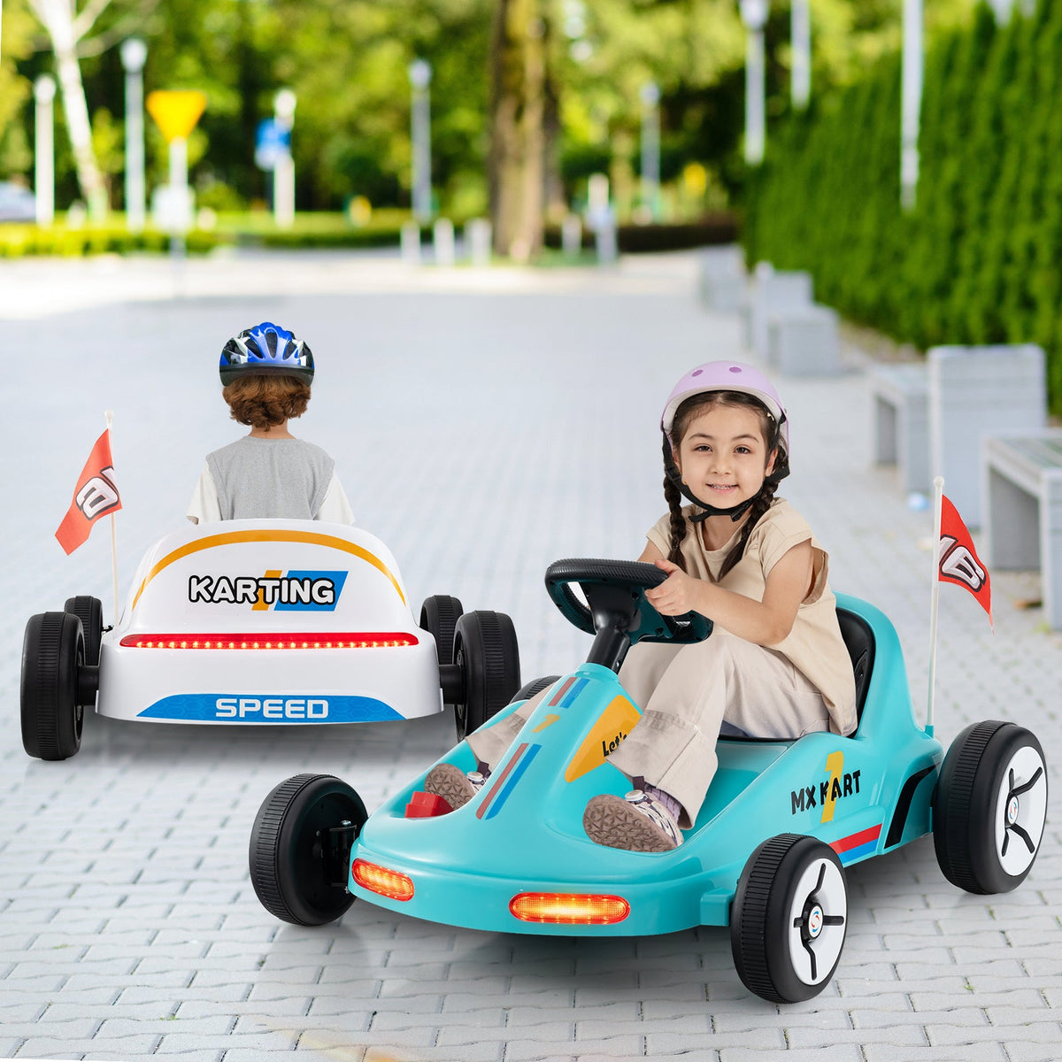 12V Electric Go Kart for Kids Race Toy with Remote Control and Music