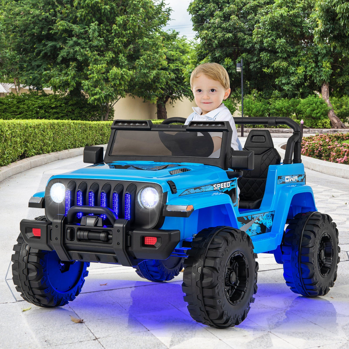 12V Kids Ride-on Jeep Car with 2.4 G Remote Control-Blue