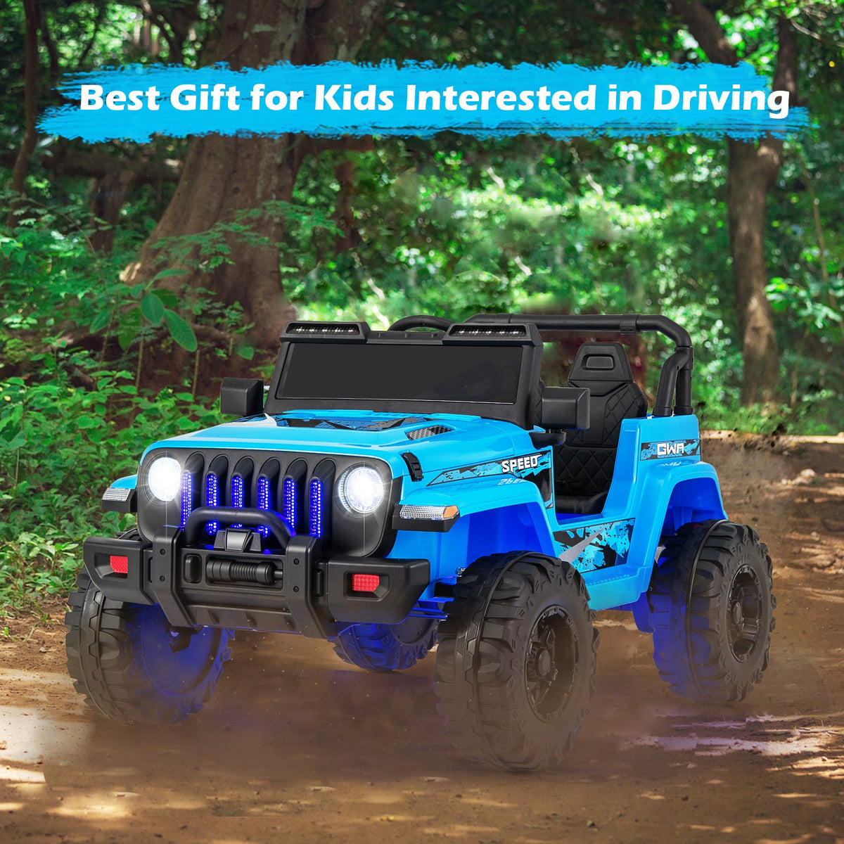 12V Kids Ride-on Jeep Car with 2.4 G Remote Control-Blue