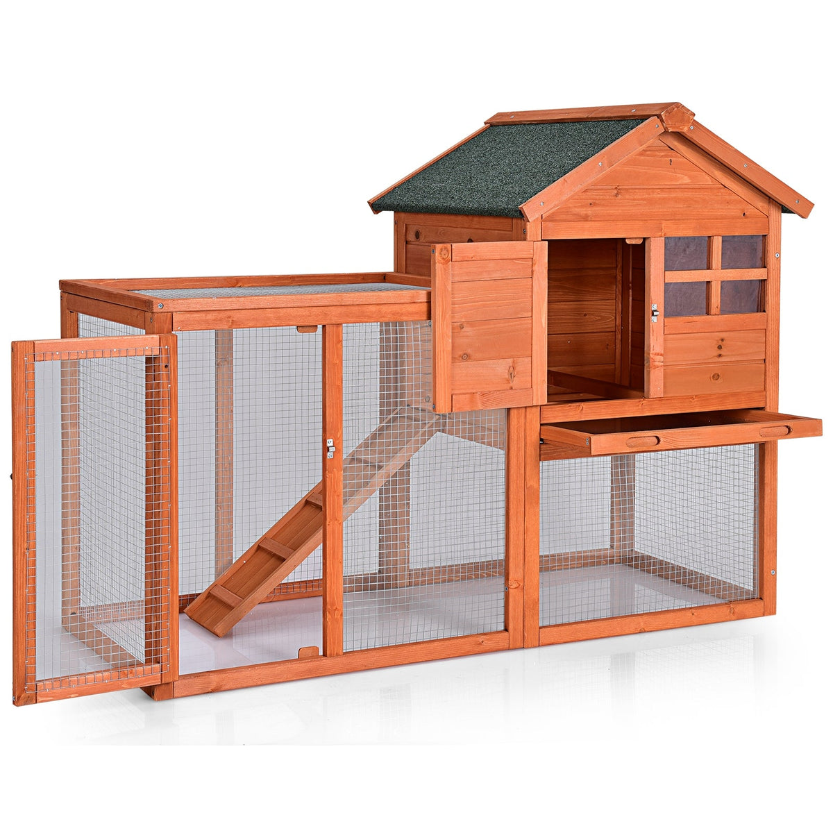 Outdoor Wooden Rabbit hutch-Natural
