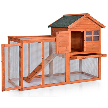 Outdoor Wooden Rabbit hutch-Natural