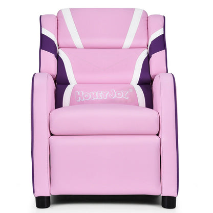 Kids Leather Recliner Chair with Side Pockets-Pink