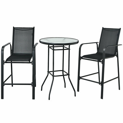 3 Pieces Outdoor Patio Bar Table Stool Set
