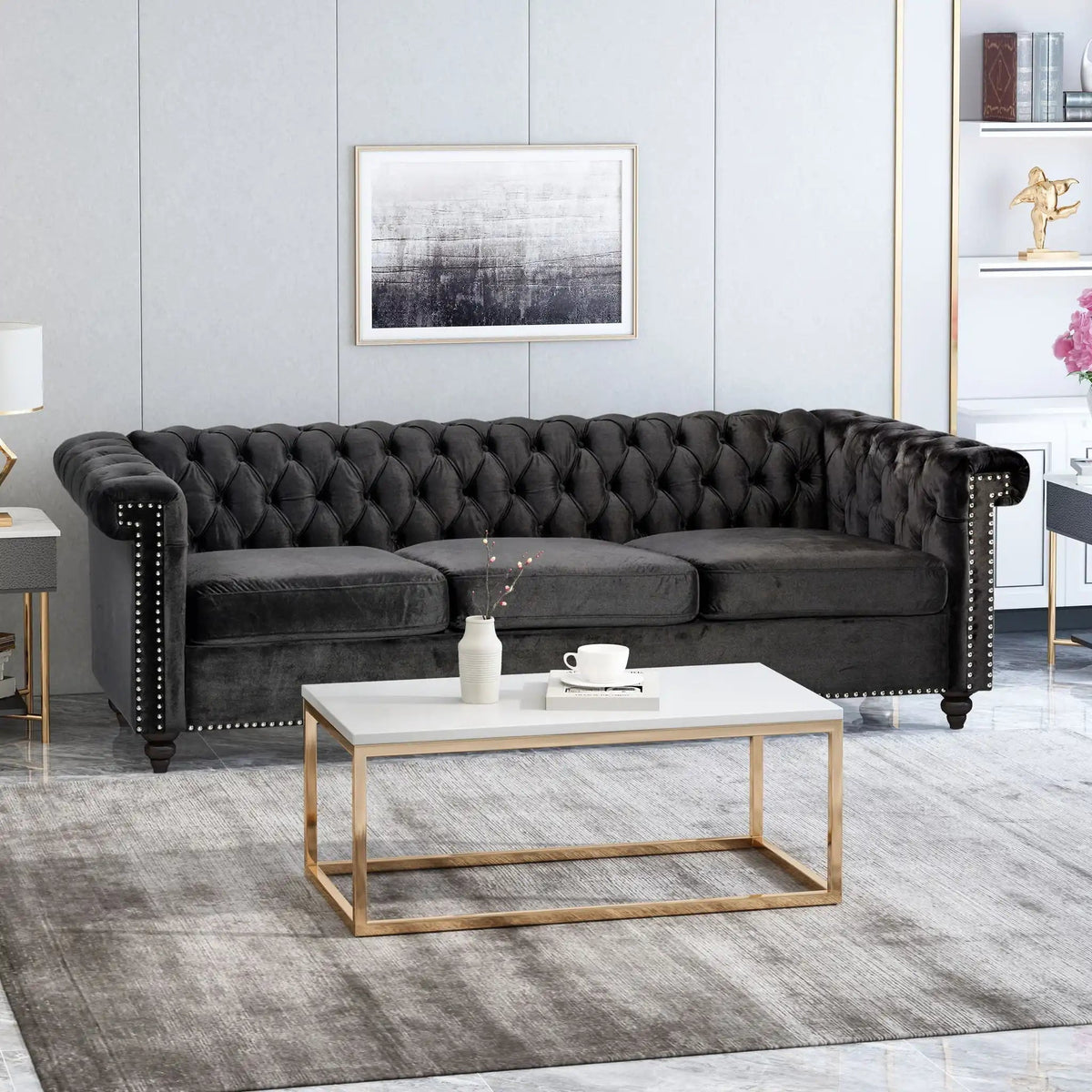 Chesterfield Style 3 Seater Sofa with Deep Button Tufting - Multiple Colors