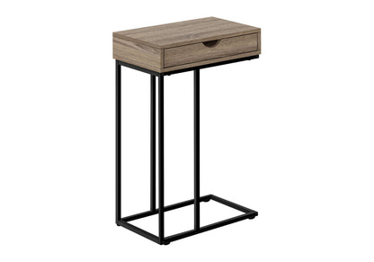 C-Shaped Accent Table with Storage Drawer - Light Brown or White