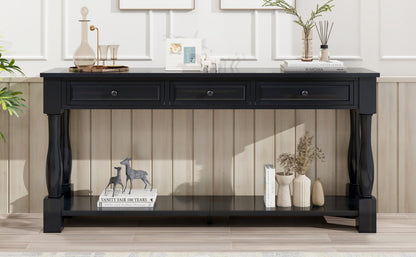 63" Console Table with Drawers and Shelf - Espresso