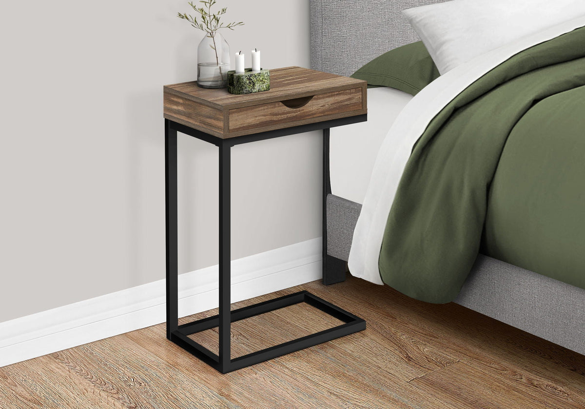 C-Shaped Accent Table with Storage Drawer – Multiple Colors