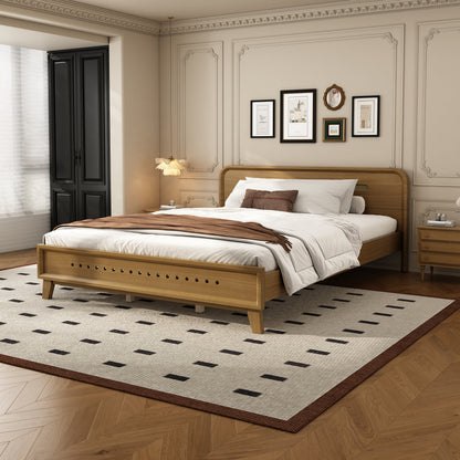 Pine Solid Wood Queen Size Bed in Rustic Yellow