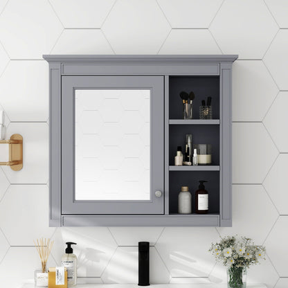 Wall Mounted Medicine Cabinet with Mirror and 3 Open Shelves - Multiple Colors