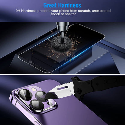 2Pcs Privacy Screen Protectors And 2Pcs Camera Lens Tempered Glass Screen Film Full Coverage Screen Protector Fit for IOS Phone 14/14Plus/14Pro/14Pro