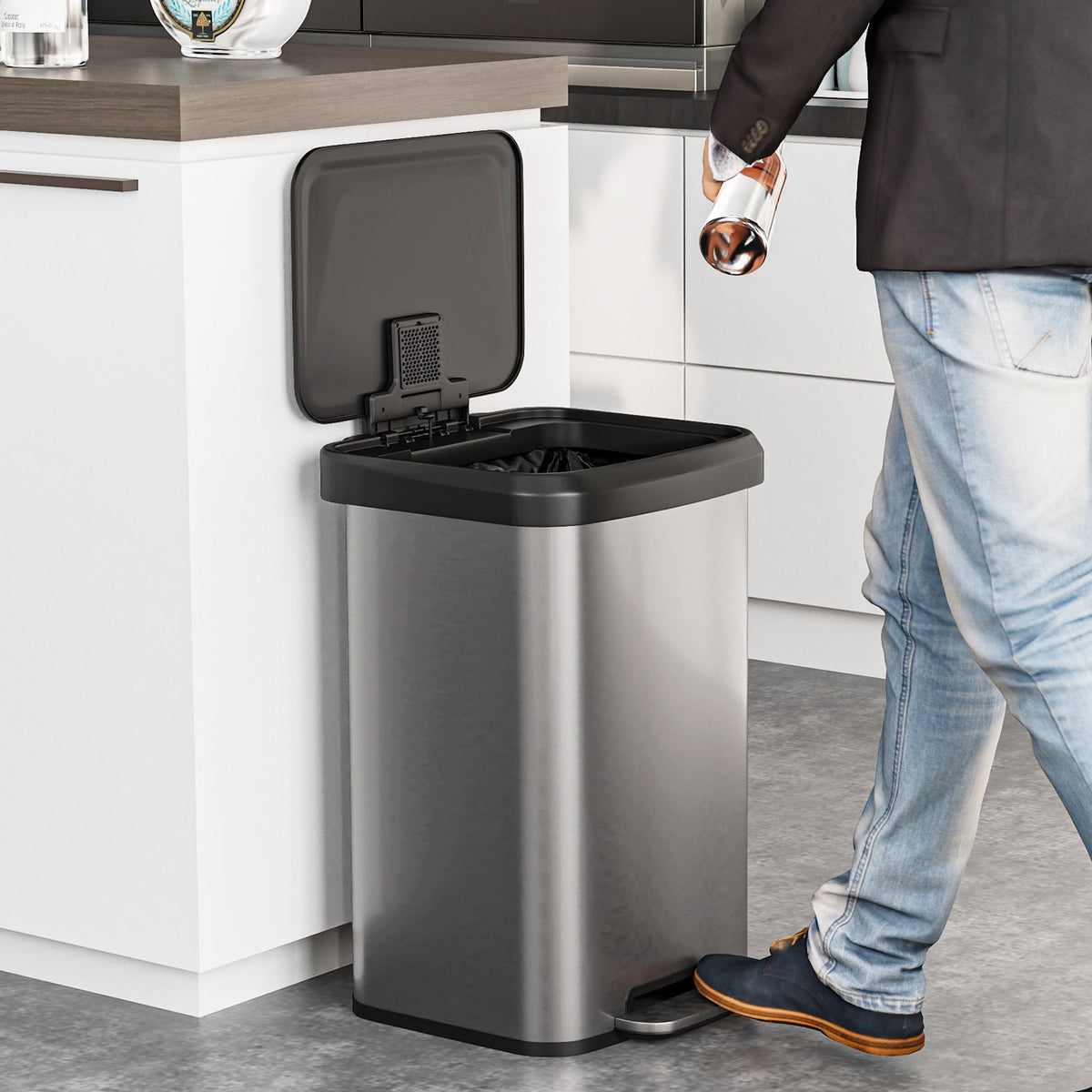 13.2 Gallon Step Trash Can with Soft Close Lid and Deodorizer Compartment