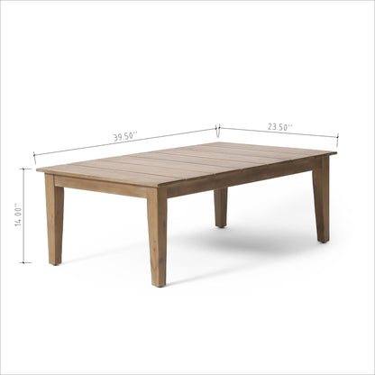 Light Brown Outdoor Coffee Table with Slat Panel Top - Acacia Wood