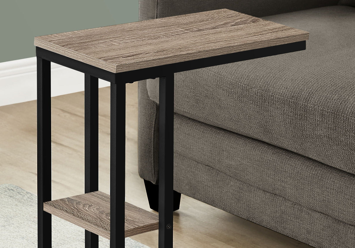 C-Shaped Marble Look Accent Table with Metal Frame - Multiple Colors