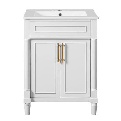 Bathroom Vanity With Integrated Sink and 2-Door Cabinet