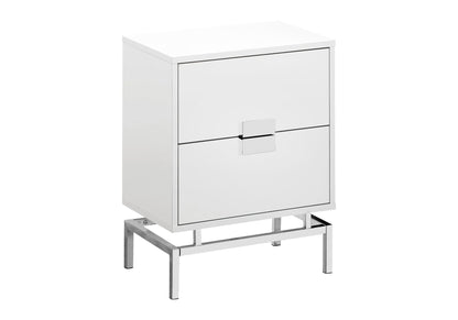 Modern Accent Side Table with Storage Drawer - White