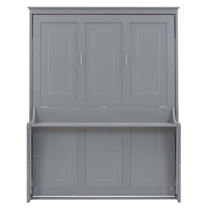 Queen Murphy Bed with Shelf - Solid Pine Cabinet, 600 lb Capacity