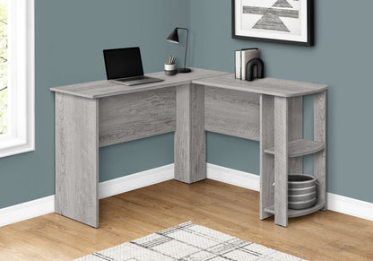 L-Shaped Corner Computer Desk with Storage Shelves - Wood Finish