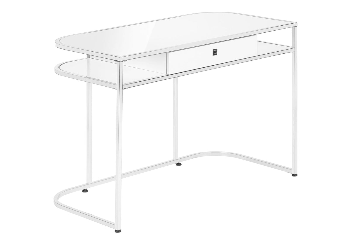 White Computer Desk with Storage Drawers - Modern Home Office