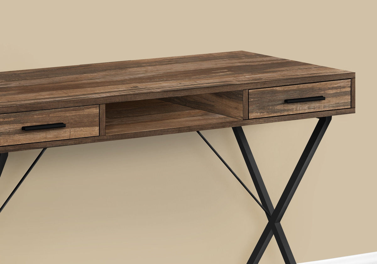 Contemporary Computer Desk with Storage Drawers - Metal & Wood
