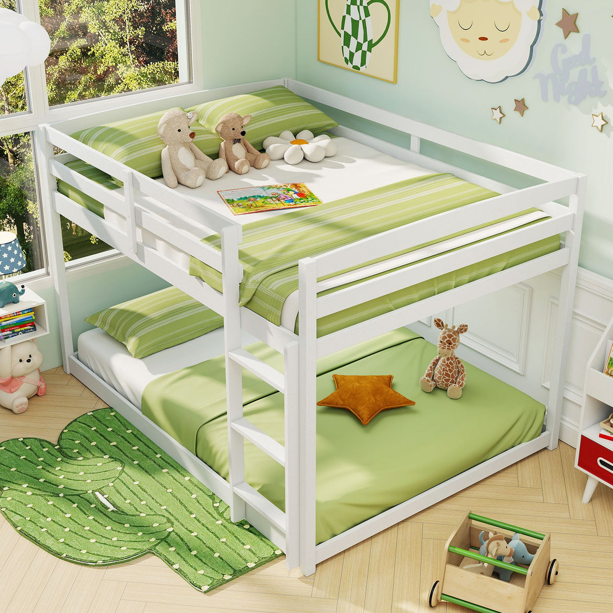 Full Over Full Bunk Bed Low-to-ground Bunk Bed