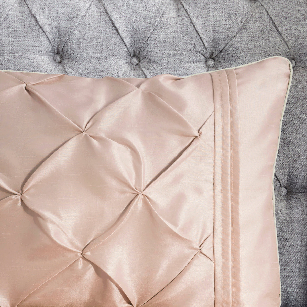 7 Piece Tufted Comforter Set Blush California King