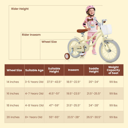 14 Inch Kids Bike Adjustable with Training Wheels Ages 3-8 Years Olds-14 inches