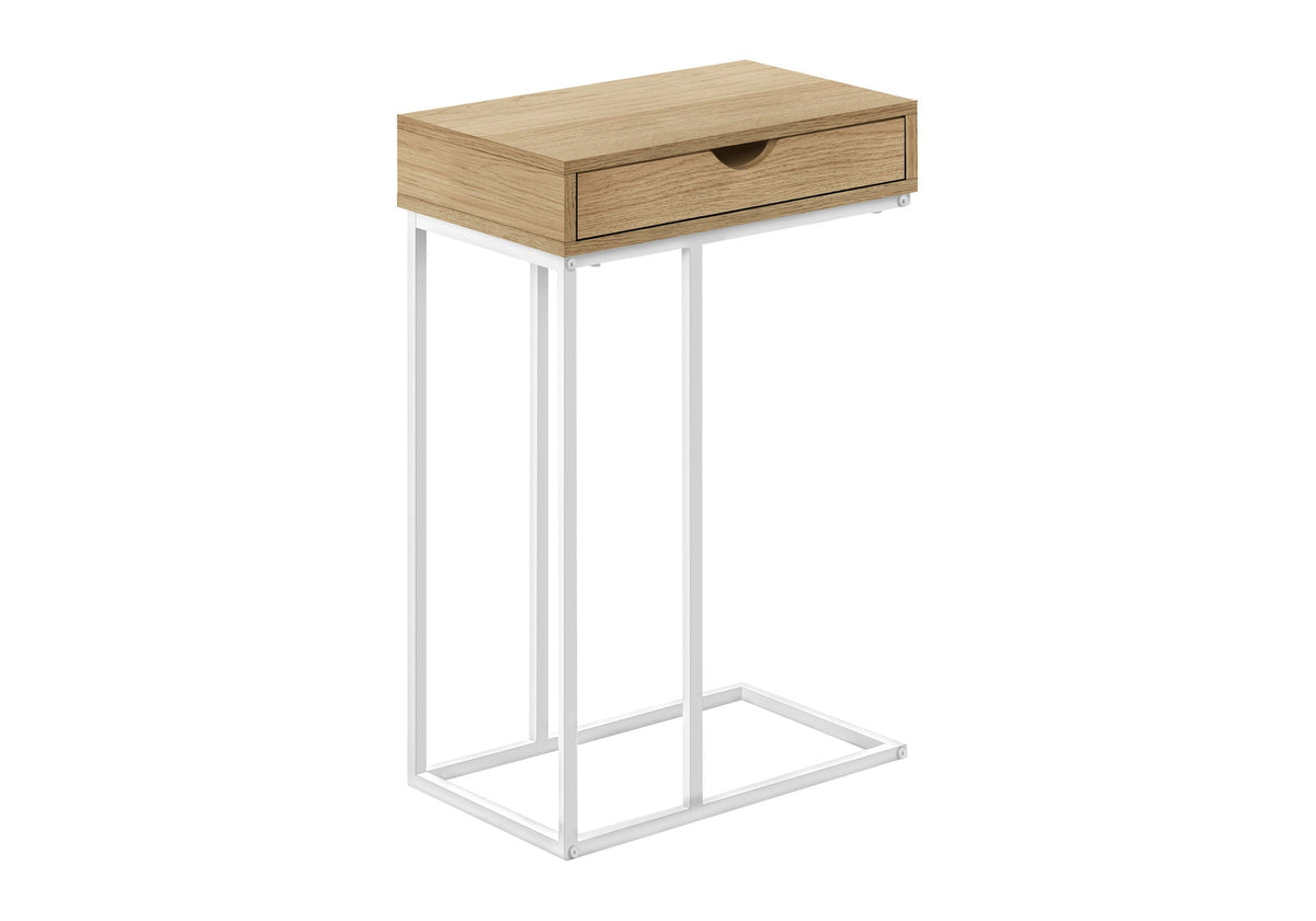 C-Shaped Accent Table with Pass-Through Drawer - Light Brown, White, Black, or Gray