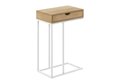 C-Shaped Accent Table with Pass-Through Drawer - Light Brown, White, Black, or Gray