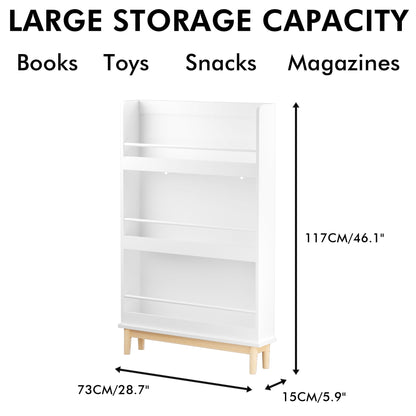 Wall Mounted Bookshelf with 3 Front Display Shelves - White