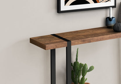 Industrial Farmhouse Accent Console Table for Entryway with Metal Legs – Black or Dark Brown